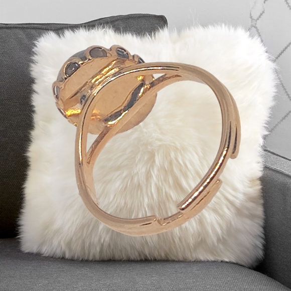 Gold Tone Adjustable Ring with Natural Gemstone - Picture 5 of 6